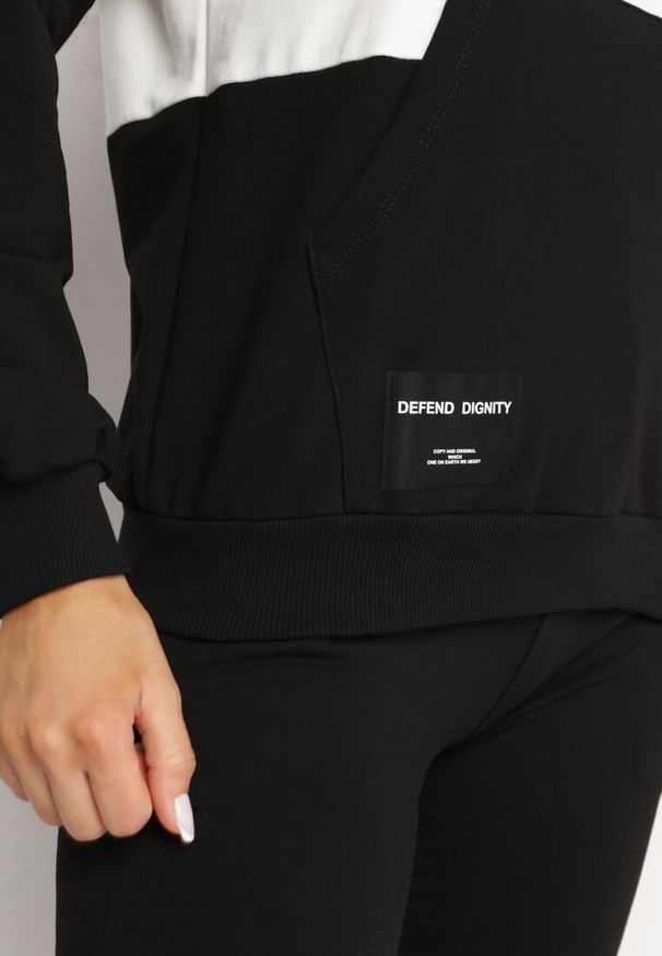 Born2be - Czarny 2-częściowy Komplet Dresowy z Bluzą i Spodniami Serinna. Kolor: czarny. Materiał: dresówka