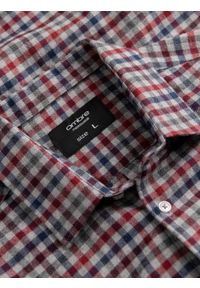 Ombre Clothing - Męska flanelowa koszula w kratę - granatowo-czerwona V3 OM-SHCS-0150 - XXL. Kolor: czerwony. Materiał: bawełna. Styl: klasyczny #7