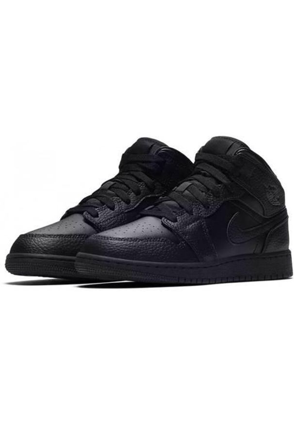 Buty do chodzenia dla dzieci Nike Air Jordan 1 Mid. Zapięcie: sznurówki. Kolor: czarny. Materiał: materiał. Szerokość cholewki: normalna. Model: Nike Air Jordan. Sport: turystyka piesza