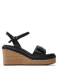Calvin Klein Espadryle Wedge Sandal 50 Relock Lth HW0HW01963 Czarny. Kolor: czarny