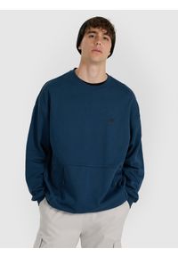 4f - 4F Bluza dresowa nierozpinana bez kaptura męska - granatowa M. Okazja: na co dzień. Typ kołnierza: bez kaptura. Kolor: niebieski. Materiał: dresówka. Styl: casual, klasyczny #1