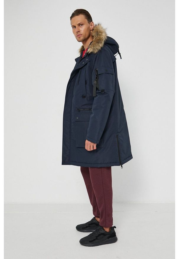 medicine - Medicine - Parka Basic. Okazja: na co dzień. Kolor: niebieski. Materiał: futro. Styl: casual
