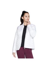 skechers - Kurtka Skechers Goshield Shine Jacket, Kobiety. Kolor: biały. Materiał: puch, poliester, materiał. Sport: turystyka piesza