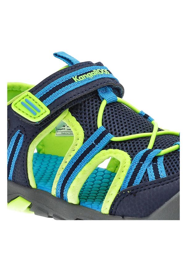 KangaRoos - Sandały damskie Kangaroos, cholewka ze skóry ekologicznej z siateczkowymi panelami zapięcie na rzep i elastyczne sznurki oraz wzmocniony nosek i grub. Zapięcie: rzepy. Kolor: niebieski. Materiał: skóra ekologiczna. Sezon: lato. Styl: sportowy, wakacyjny
