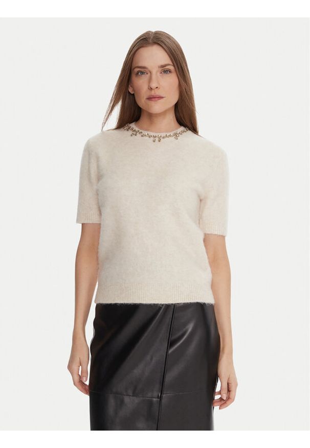 KAOS Sweter RI1NT071 Écru Regular Fit. Materiał: syntetyk