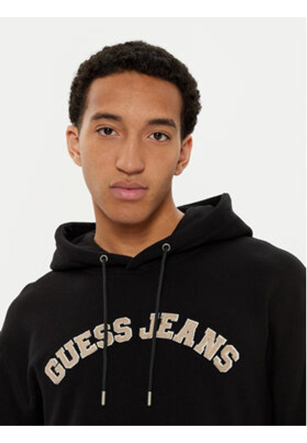 Guess Jeans Bluza M5RQ44 KCPR1 Czarny Regular Fit. Kolor: czarny. Materiał: bawełna