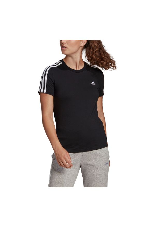 Adidas - Koszulka damska adidas Loungewear Essentials Slim 3S GL0784. Materiał: materiał, bawełna, dzianina. Długość rękawa: krótki rękaw. Długość: krótkie. Sport: tenis