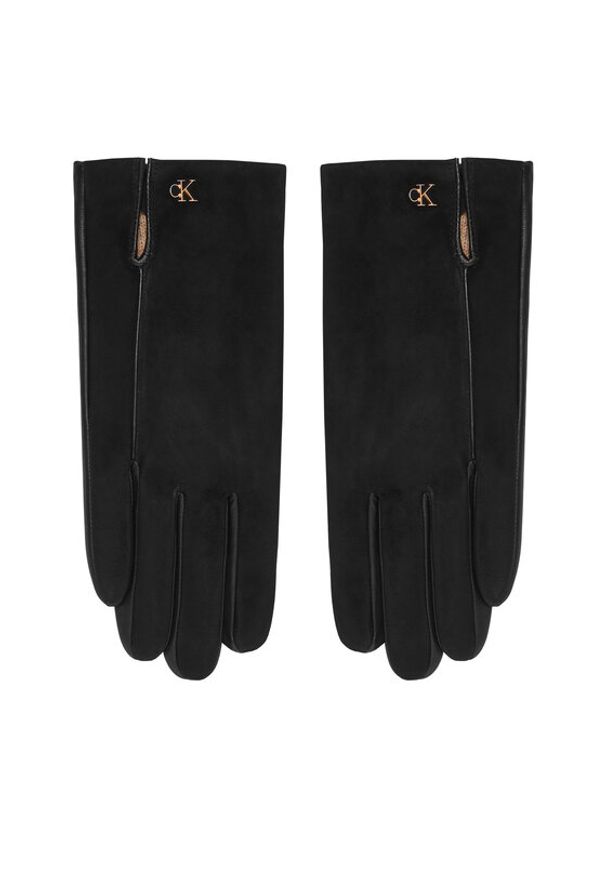 Calvin Klein Rękawiczki Damskie LV04F9006G Czarny. Kolor: czarny. Materiał: skóra, zamsz