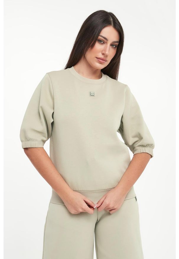Armani Exchange - Bluza damska z krótkim rękawem ARMANI EXCHANGE. Długość rękawa: krótki rękaw. Długość: krótkie