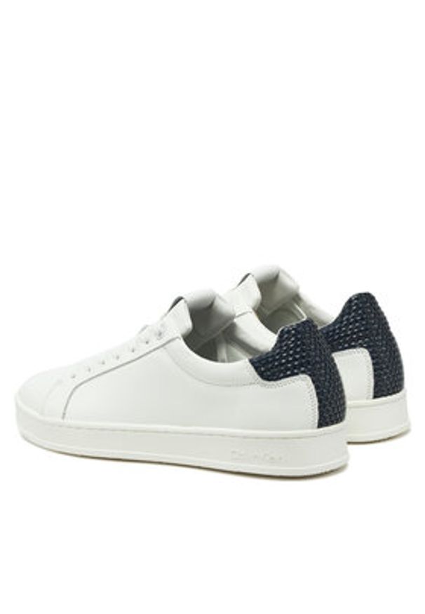 Calvin Klein Sneakersy Low Top Lace Up Woven HM0HM01767 Biały. Kolor: biały. Materiał: skóra