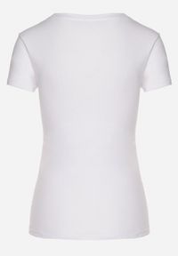Born2be - Różowy Bawełniany T-shirt z Ozdobnym Nadrukiem Zaromira. Okazja: na co dzień. Kolor: biały. Materiał: bawełna. Wzór: nadruk. Styl: klasyczny, elegancki, casual