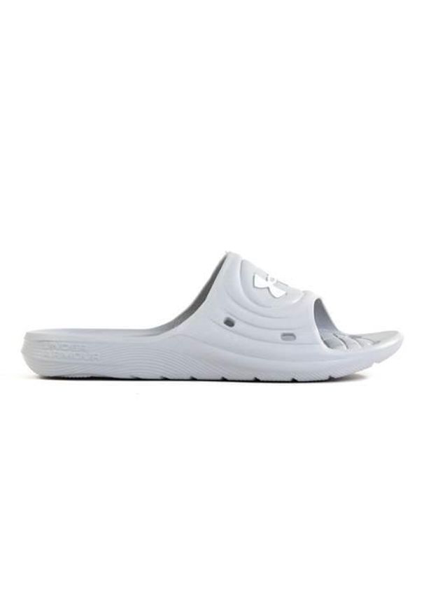 Klapki męskie Under Armour Locker IV SL. Zapięcie: bez zapięcia. Kolor: biały, szary, wielokolorowy. Materiał: materiał, syntetyk. Sezon: lato