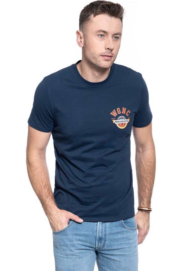 Wrangler - T-SHIRT MĘSKI WRANGLER SS GLOBE TEE DRESS BLUE W7C8FKX20 112131743