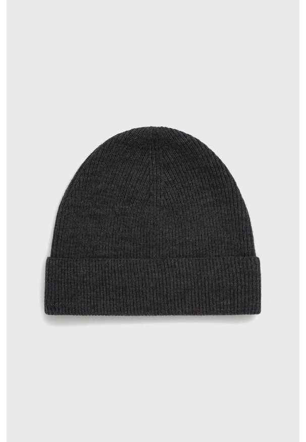 TIGER OF SWEDEN - Tiger Of Sweden czapka wełniana kolor szary z cienkiej dzianiny wełniana. Kolor: szary. Materiał: wełna, dzianina