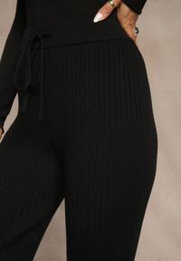 Renee - Czarne Spodnie Dzwony z Wiskozą High Waist Tusrima. Stan: podwyższony. Kolor: czarny. Materiał: wiskoza #5