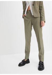bonprix - Spodnie biznesowe. Okazja: na spotkanie biznesowe. Kolor: zielony. Styl: biznesowy #1