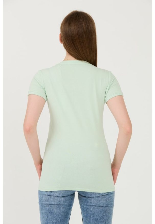 Guess - GUESS Miętowy damski t-shirt Mini Triangle Tee, Rozmiar M. Kolor: zielony