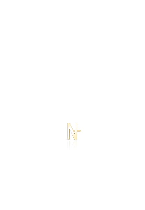 W.KRUK - Kolczyk złoty literka N. Materiał: złote. Kolor: złoty. Wzór: aplikacja