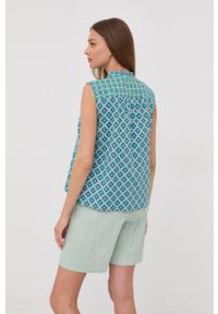 Marella bluzka damska wzorzysta. Kolor: niebieski. Materiał: tkanina, bawełna. Długość: krótkie #2