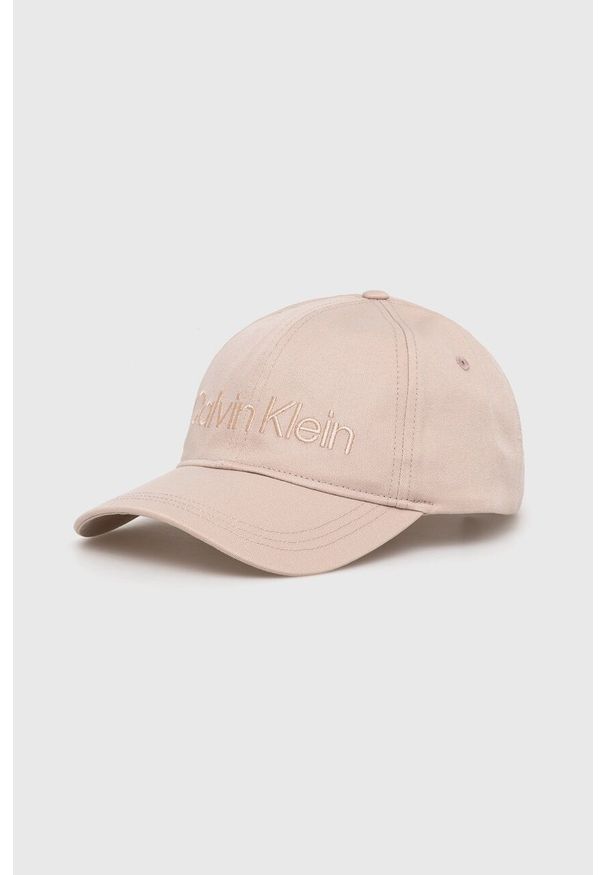 Calvin Klein czapka z daszkiem bawełniana kolor szary z aplikacją. Kolor: szary. Materiał: bawełna. Wzór: aplikacja