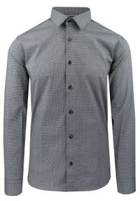 Koszula Wizytowa z Prostym Krojem - Victorio - Mikrowzór, Czarno-Biała. Okazja: na co dzień. Kolor: czarny, biały, wielokolorowy. Materiał: elastan, bawełna. Długość rękawa: długi rękaw. Długość: długie. Styl: wizytowy #4