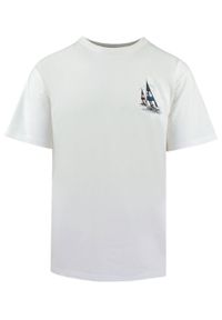 T-Shirt Męski (Relaxed Fit) - Brave Soul - Motyw Żeglarski - Biel. Okazja: na co dzień. Materiał: bawełna. Wzór: nadruk. Sezon: lato, wiosna. Styl: casual #1