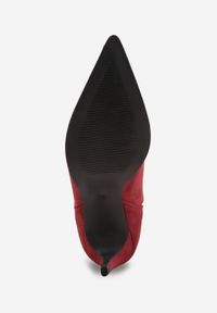 Renee - Bordowe Botki na Szpilce w Klasycznym Stylu z Elastyczną Wstawką Vittania. Kolor: czerwony. Materiał: jeans, wełna. Obcas: na szpilce. Styl: klasyczny #4