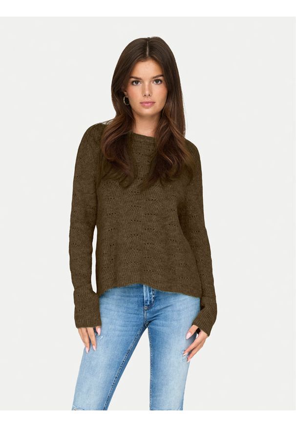 only - ONLY Sweter 15234745 Brązowy Regular Fit. Kolor: brązowy. Materiał: syntetyk
