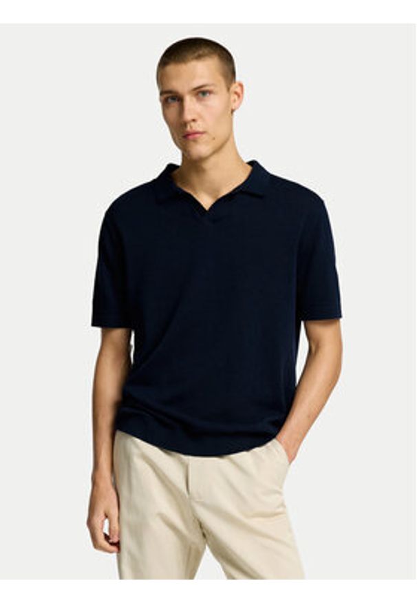 Selected Homme Polo Mattis 16096197 Granatowy Regular Fit. Typ kołnierza: polo. Kolor: niebieski. Materiał: bawełna