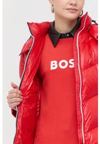 BOSS kurtka puchowa damska kolor czerwony zimowa. Okazja: na co dzień. Kolor: czerwony. Materiał: puch. Sezon: zima. Styl: casual #6