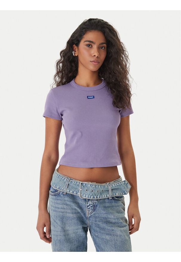 Hugo - HUGO T-Shirt Baby 50510749 Fioletowy Slim Fit. Kolor: fioletowy. Materiał: bawełna