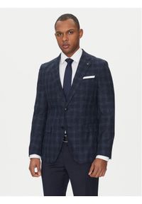 BOSS Marynarka H-Hutson-233 50535057 Granatowy Slim Fit. Kolor: niebieski. Materiał: wełna