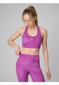 4f - 4F Biustonosz treningowy z niskim wsparciem damski - różowy S. Kolor: różowy. Materiał: guma. Sport: fitness, joga i pilates #1