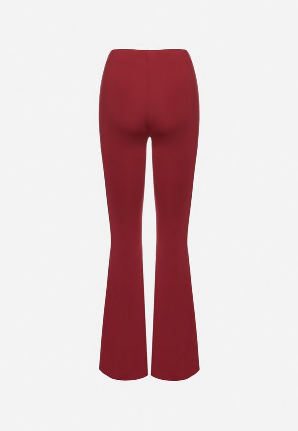 Born2be - Bordowe Spodnie Dzwony Efrariel. Okazja: na spacer. Stan: podwyższony. Kolor: czerwony. Materiał: bawełna, materiał, wiskoza. Wzór: ze splotem. Styl: elegancki