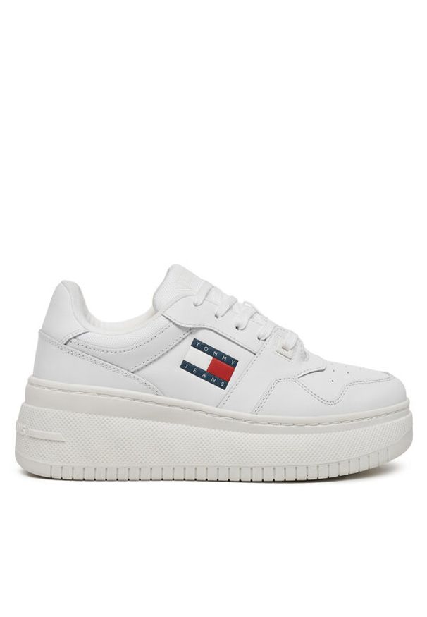 Tommy Jeans Sneakersy Tjw Retro Basket Flatform Ess EN0EN02506 Biały. Kolor: biały. Materiał: skóra