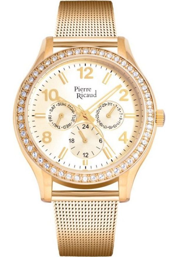 Zegarek Pierre Ricaud Zegarek damski Pierre Ricaud P21069.1151QFZ różowe złoto. Kolor: złoty, wielokolorowy, różowy