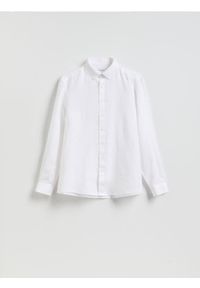Reserved - Lniana koszula regular fit - biały. Kolor: biały. Materiał: len #1