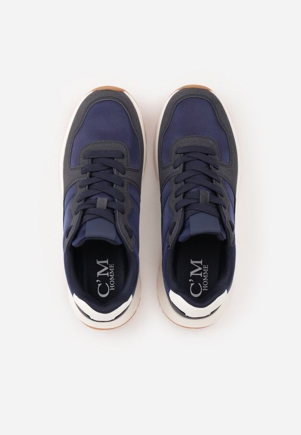 Born2be - Granatowe Buty Sportowe Sneakersy na Grubej Podeszwie Nerola. Okazja: na co dzień, na spacer. Kolor: niebieski. Materiał: jeans. Sport: turystyka piesza