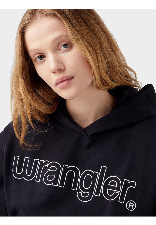 Wrangler - WRANGLER DAMSKA BLUZA Z KAPTUREM WRANGLER DRAWHEM HOODIE BLACK 112342761. Typ kołnierza: kaptur