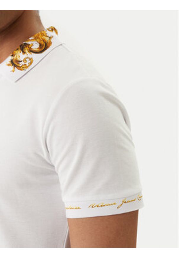 Versace Jeans Couture Polo 80GAGT12 CJ01T Biały Slim Fit. Typ kołnierza: polo. Kolor: biały. Materiał: bawełna