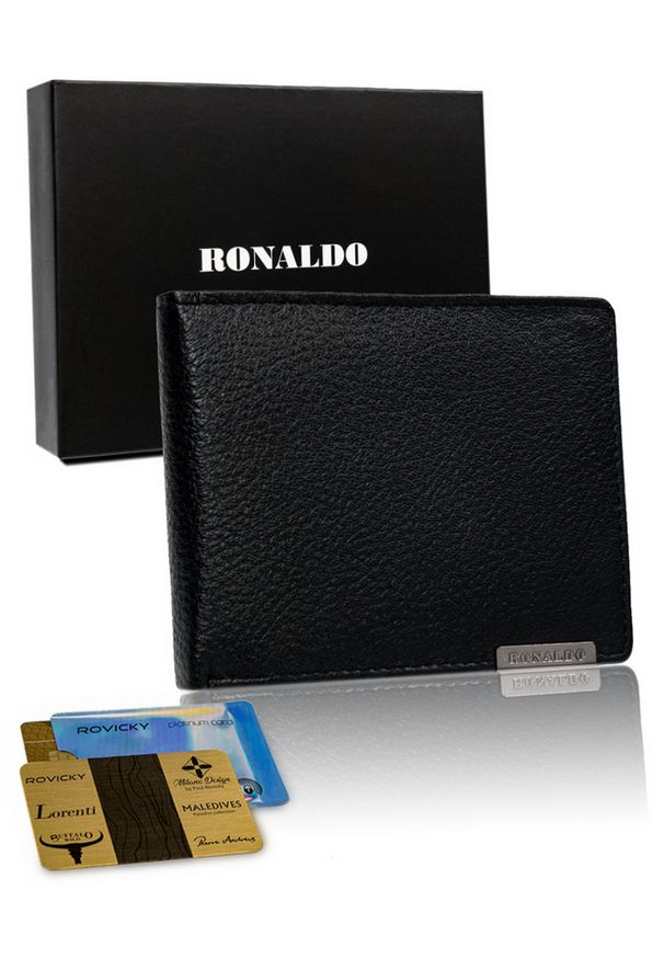 Portfel męski Ronaldo N992-SPDM-RON czarny. Kolor: czarny. Materiał: skóra