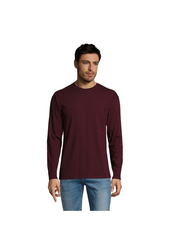 SOL'S - Męska Koszulka Z Długim Rękawem Monarch. Kolor: czerwony, wielokolorowy. Długość rękawa: długi rękaw. Długość: długie. Sport: turystyka piesza