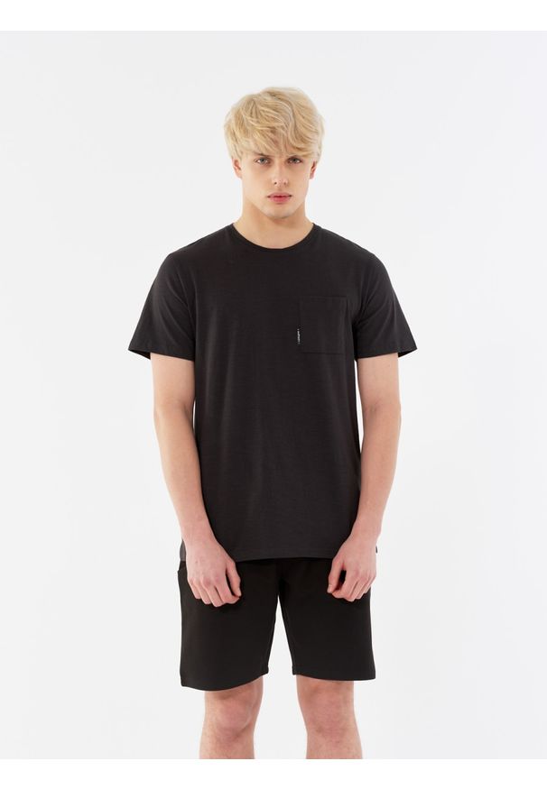 outhorn - Gładki t-shirt męski. Okazja: na co dzień. Materiał: bawełna, dzianina, materiał. Wzór: gładki. Styl: casual