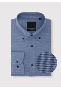 Pako Lorente - PAKO LORENTE – Granatowa koszula w pepitkę. Kolor: niebieski. Materiał: bawełna. Długość rękawa: długi rękaw. Długość: długie #8