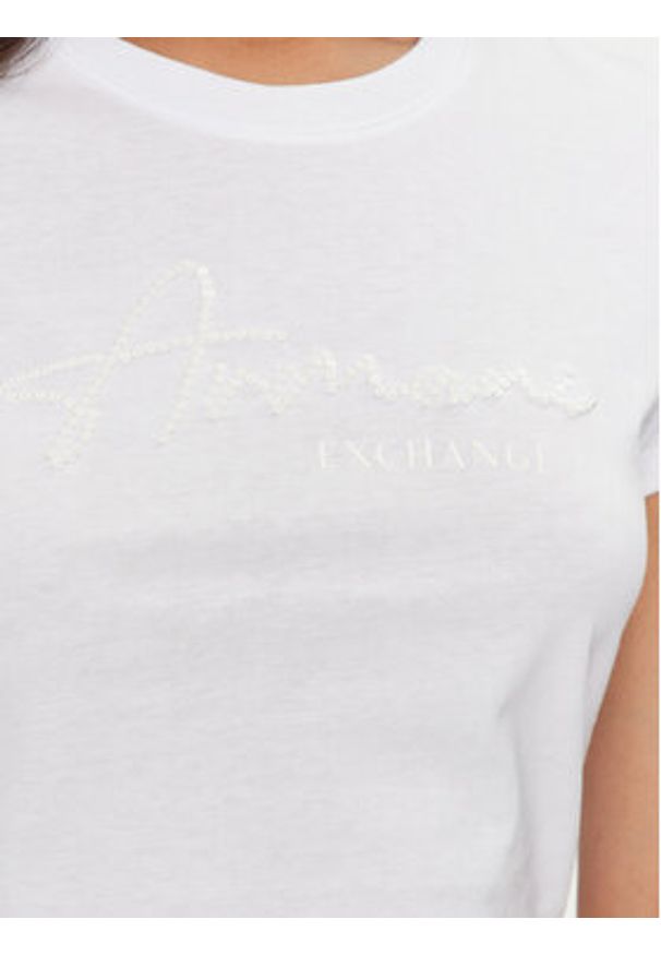 Armani Exchange T-Shirt 6DYT51 YJG3Z 1000 Biały Slim Fit. Kolor: biały. Materiał: bawełna