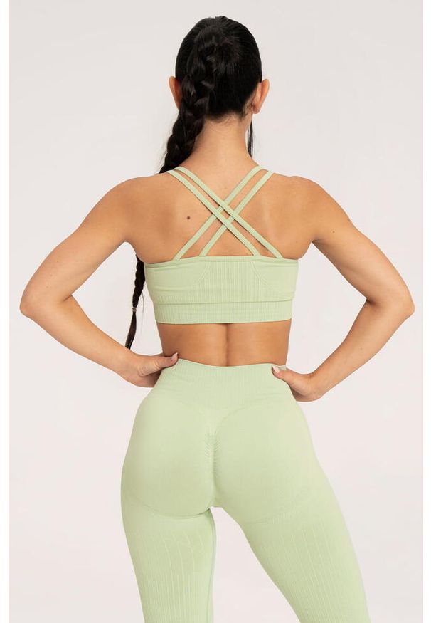 GYM GLAMOUR - Stanik fitness cardio damski Gym Glamour push up 2.0. Kolor: zielony, wielokolorowy, żółty. Rodzaj stanika: push-up. Sport: fitness