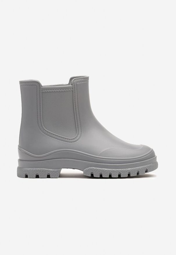 Born2be - Szare Kalosze Typu Sztyblety Evellexia. Okazja: na co dzień. Kolor: szary. Materiał: jeans. Wzór: aplikacja. Styl: elegancki, casual