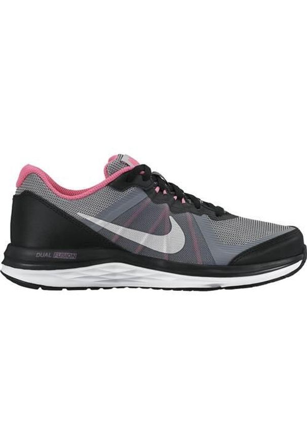 Buty do biegania dla dzieci Nike Dual Fusion X 2 GS. Zapięcie: sznurówki. Kolor: czarny. Materiał: materiał, syntetyk, tkanina. Szerokość cholewki: normalna. Model: Nike Dual Fusion. Sport: bieganie