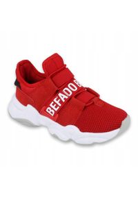 Befado obuwie dziecięce 516Y064 czerwone. Kolor: czerwony. Materiał: tkanina, guma. Sport: turystyka piesza