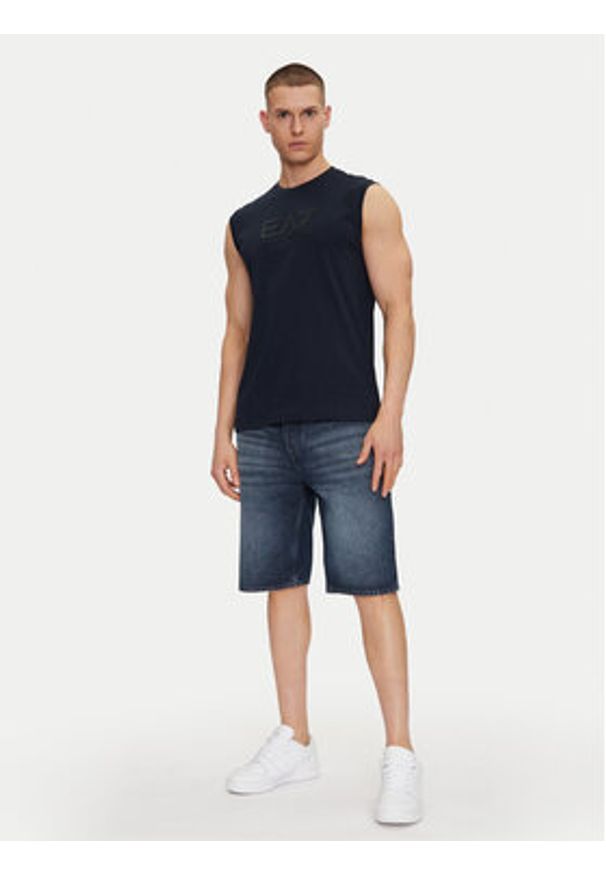 EA7 Emporio Armani Tank top 7M000223 AF10375 UB102 Niebieski Regular Fit. Kolor: niebieski. Materiał: bawełna